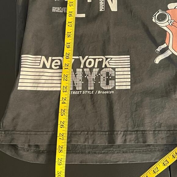 American Garage Cotton Boxy Fit Discharge Print Tee Beluga New York Size L - Picture 7 of 8